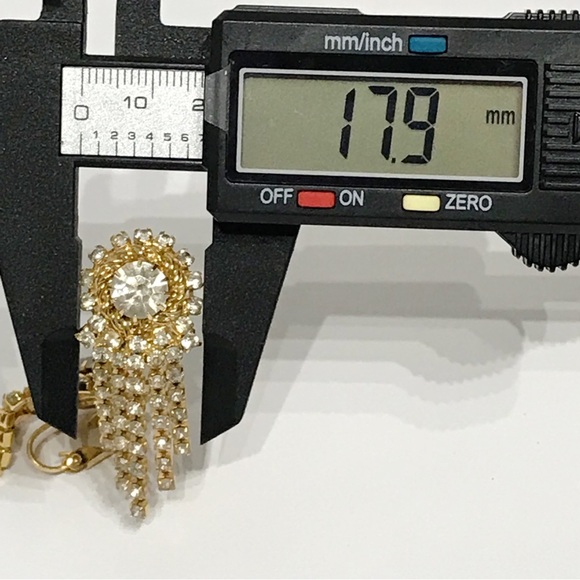 Vintage Best in Show Blue Ribbon Clear Rhinestone Chandelier Clip On Earrings - Picture 12 of 15